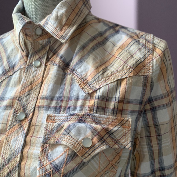True Religion Western Plaid Snap Button Down Shirt - Picture 2 of 9
